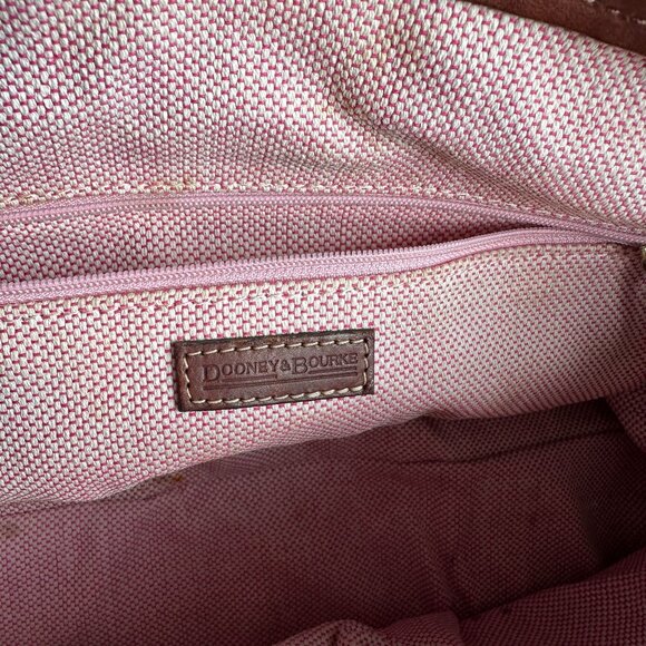 Dooney and Bourke Signature Logo Zip Top Satchel Canvas and Leather - Picture 15 of 16